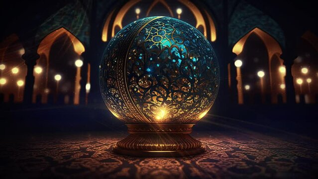 animated islamic ramadan background , golden ramadan lamp UHD 4K 30 fps 
