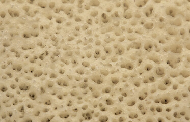 A close-up of the leavening dough