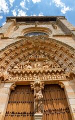 Doorway of the Church of Santa Maria la Real in Sasamon, Burgos, Spain