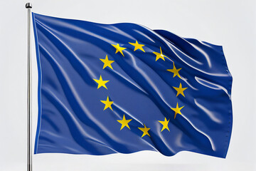 The Flag of Europe background, the golden stars on a blue sky represents the original twelve European states, computer Generative AI stock illustration image