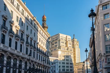 Foto op Canvas Monumental and picturesque ensemble of buildings in the central district of the European city of Madrid, Spain. © josemiguelsangar
