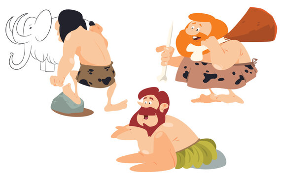 Cavemen set. Illustration for internet and mobile website.