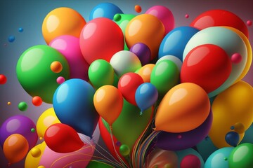 Colorful celebration balloons. Festive balloons released (Generative AI)