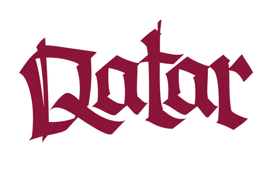 Qatar lettering design for t-shirt, mug, lettering poster. Apparel print. Qatar handwritten vector inscription.