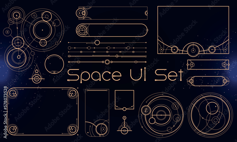 Wall mural set of tribal user interface elements. space ethnic hud. good for game ui. vector illustration eps10