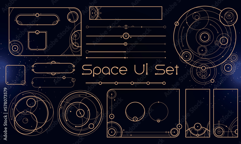 Wall mural set of tribal user interface elements. space ethnic hud. good for game ui. vector illustration eps10
