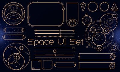Fototapeta premium Set of Tribal User Interface Elements. Space ethnic HUD. Good for game UI. Vector Illustration EPS10