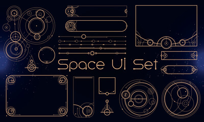Set of Tribal User Interface Elements. Space ethnic HUD. Good for game UI. Vector Illustration EPS10 © Oniks Astarit