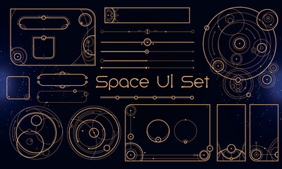 Set of Tribal User Interface Elements. Space ethnic HUD. Good for game UI. Vector Illustration EPS10 © Oniks Astarit