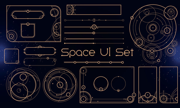 Set of Tribal User Interface Elements. Space ethnic HUD. Good for game UI. Vector Illustration EPS10