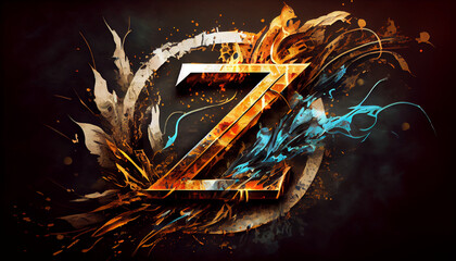 Logo Of the letter z  with art created with Generative AI technology - obrazy, fototapety, plakaty