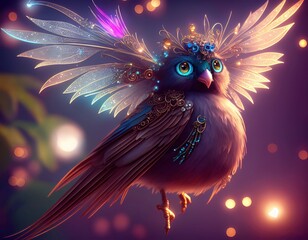 A Cute and Adorable Fantasy Steampunk Bird of Paradise 