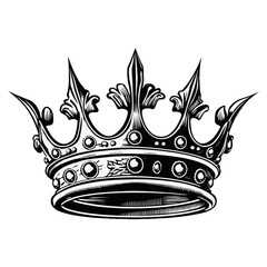 King crown vector Illustration hand drawn on white. Crown isolated, hand drawn crown on a transparent background.