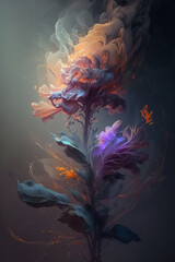 flower composition in ethereal light on black background