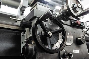 Round workpiece in a lathe close-up in the mechanical assembly shop of the enterprise