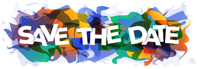 ''Save the date'' sign on the colorful abstract background. Creative banner or header for a website. Vector illustration.