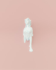 Statue of an ancient Greek sphinx from public domain, 3d rendering in pastel colors. Abstract and conceptual digital illustration of ancient mythology objects