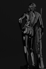 Obraz premium Glossy black statue of Adonis, 3d rendering of a public domain work of art. Ancient mythology concept art with modern elements