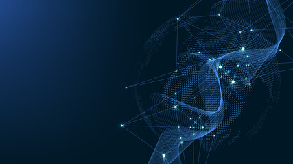 Business global network connection illustration. World map point and line composition concept of global business. Global internet technology. Big data visualization illustration