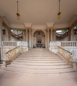 Wall pavilion stairs and fountain at Zwinger Palace - Dresden, Saxony, Germany