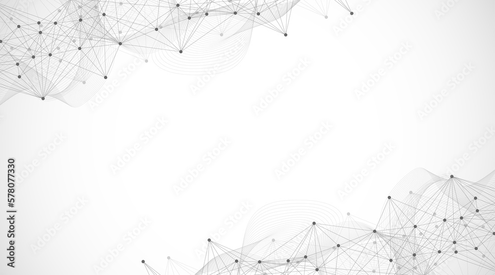 Poster Technology abstract lines and dots connection background. Connection digital data and big data concept. Digital data visualization, illustration