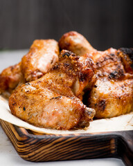 Fried chicken wings on grill
