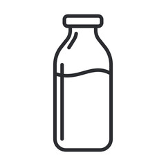 The traditional bottle of milk outline icon. Milk bottle line  illustration.