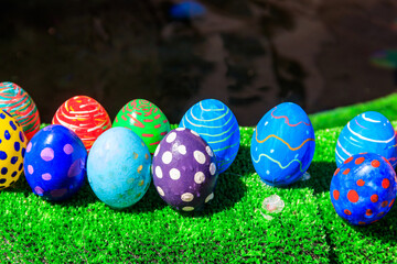 Easter decoration with colorful easter eggs. Easter concept