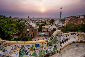 Fototapeta premium Puesta de sol en Barcelona