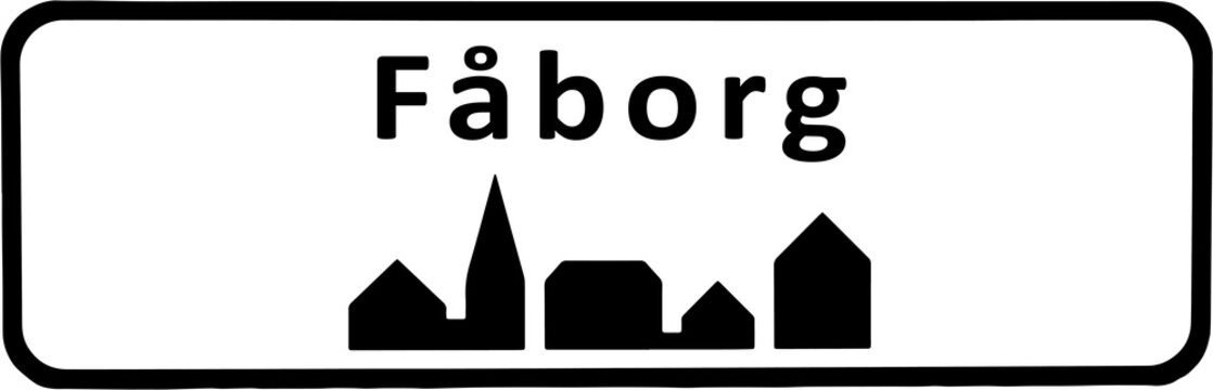 City sign of F&aring;borg - F&aring;borg Byskilt
