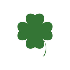 Clover icon, isolated symbol on white background. St. Patricks Day sign, clover with four leaf, vector illustration
