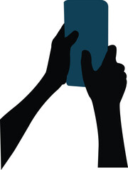 hands using smart phone, silhouette vector