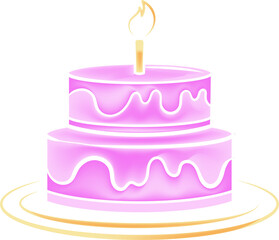 
Pink birthday cake with a candle.