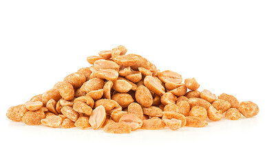 Pile of chili spicy peanuts isolated on a white background