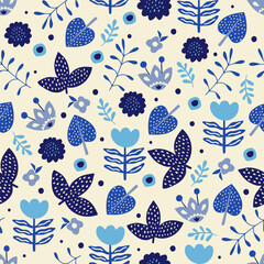 Vector abstract seamless simple floral pattern. Flower pattern. Spring pattern. Pattern for textiles or for cover. Wallpaper. Hand draw.