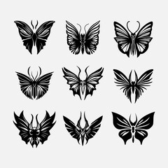 set of butterflies insects vector SVG art