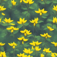 seamless pattern with yellow flowers created using generative ai