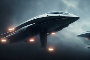 Obraz na płótnie Canvas Alien fighter aircraft. Spaceship. Generative AI
