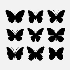 set of butterflies silhouettes svg vector illustration