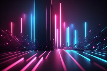 Neon lights background with Generative AI technology
