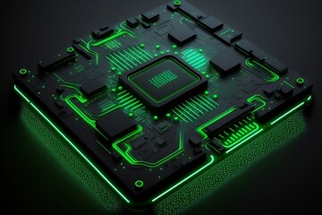 Close of of a CPU computing with Generative AI technology