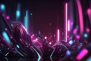 Neon lights background with Generative AI technology