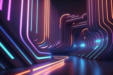 Neon lights background with Generative AI technology