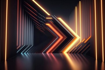 Neon lights background with Generative AI technology