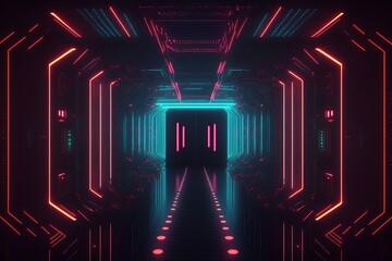 Neon lights background with Generative AI technology