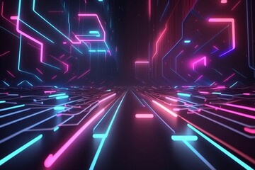 Neon lights background with Generative AI technology