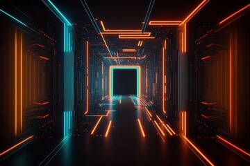 Neon lights background with Generative AI technology
