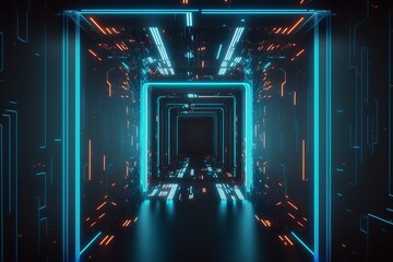 Neon lights background with Generative AI technology