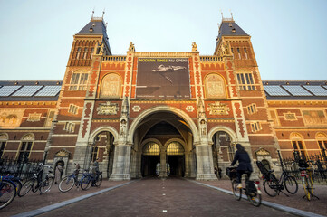Facade of the Rijksmuseum art museum in Amsterdam, Netherlands