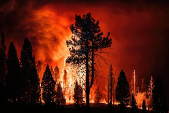 Burning forest. Photograph of a forest fire